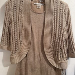 NWT Gold Metallic Shrug Set